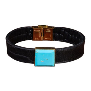 Authentic Nishabur Turquoise Bracelet with 925 Silver & Premium Leather