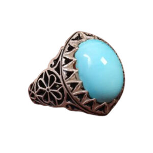 Authentic Real Ajami Turquoise Ring – Silver with Persian Ghalamzani Design