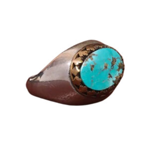 Authentic Shajari Turquoise Ring for Men – Handmade Look, Silver Frame