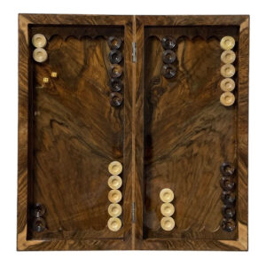 Bidana Dual-Sided Walnut Backgammon with Classic Chessboard Elegance