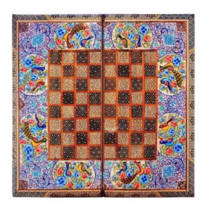 Bloom & Bird Khatam Board – Inlaid Backgammon with Pearl Miniature & Gloss Finish
