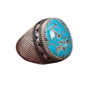 Bold Handmade Ring with Natural Irani Turquoise with Cultural Precision