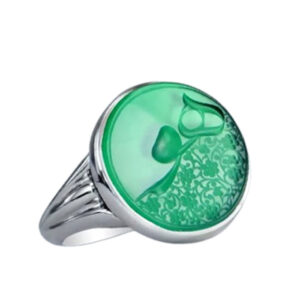 Devotional Green Agate Ring – “Huwa” Carving Inscription, Artisan Craft
