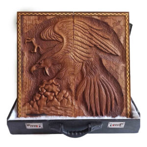 Eagle Hunt Backgammon – Walnut Relief with Symbolism of Strength & Precision