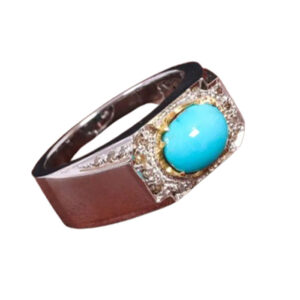 Elegant Ajami Firoozeh Ring for Men – Brilliant Diamond Inlay, Nishapur Gem