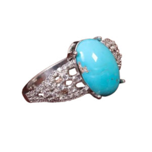 Elegant Oval Turquoise Ring – Nishapur Origin, Persian Craft