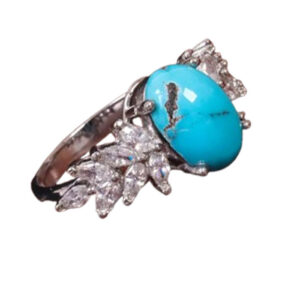 Elegant Shajari Firoozeh Ring for Women – Big Stone, Adjustable, Certified
