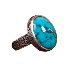 Elegant Turquoise Ring – 12×10 mm Stone, Silver Frame, 12×10 mm Stone