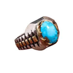 Elegant Turquoise Ring – 13×9 mm Gem, Watchband Frame, Certified