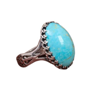 Elegant Turquoise Ring – 19×12 mm Gem, Silver Frame, Gemological ID