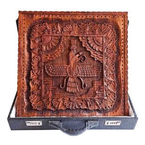 Faravahar Backgammon Set – Hand-Carved Walnut Board with Persian Elegance