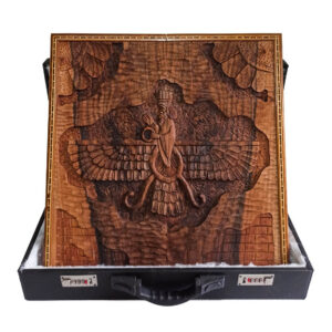 Faravahar Carved Walnut Backgammon – Persian Heritage in Artistic Detail