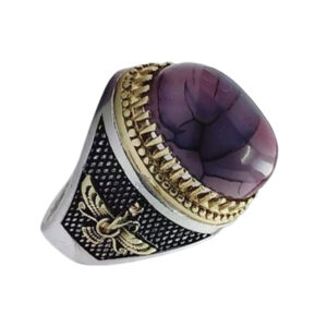 Faravahar Silver Ring with Purple Dragon Stone – 14.5g, Bold for Men
