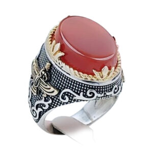 Faravahar Silver Ring with Red Agate – 15g, Bold & Youthful Statement for Men