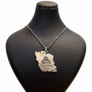 Great Cyrus Tomb Motif & Iran Map Design Necklace, SilverGold Color