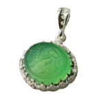 Green Agate “Ya Zahra” Necklace Engraving – 925 Silver, Authenticated Stone