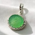 Green Agate “Ya Zahra” Necklace Engraving – 925 Silver, Authenticated Stone - Image 2