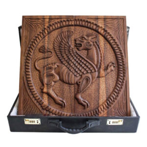 Hand-Carved Backgammon – Cyrus’s Seal Motif with Achaemenid Interior Design