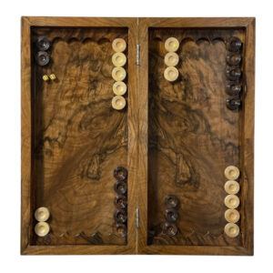 Handcrafted 55×55 Backgammon – Knot & Root Walnut Edition