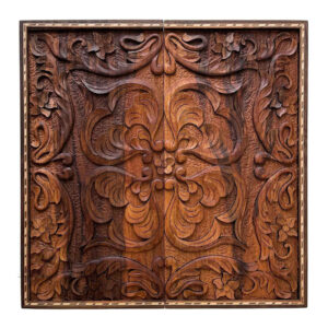 Handcrafted Floral Relief on Premium Walnut Wood – Persian Backgammon Board