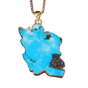 Handmade Iran Map Necklace – Ajami Feroza & Rhodium Silver Frame