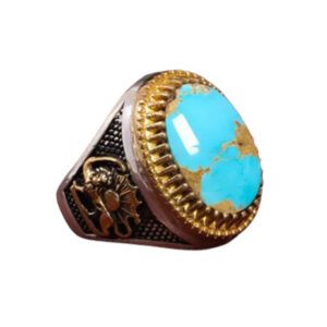 Handmade Shajari Firuzeh Ring – Nishabur Gem, 925 Silver, 15g, Certified