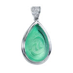 Handmade Silver Pendant with “Allah” Engraving on Green Agate