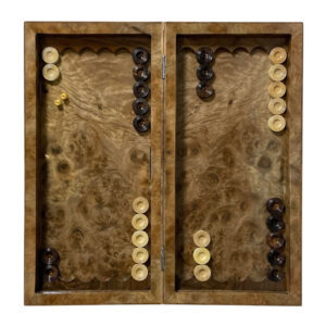 Hiwar Walnut Burl Backgammon & Chess Set – Elegance in Dual Play