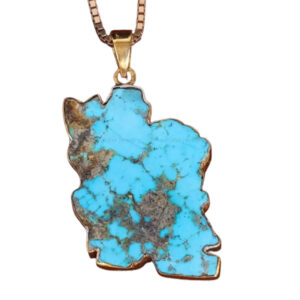 Iran-Shaped Necklace with Veined Nishabur Turquoise – Elegant & Certified