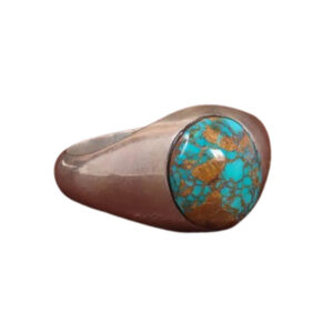 Men's Handmade-Look Ring with Shajari Turquoise – Durable Silver, Adjustable Fit