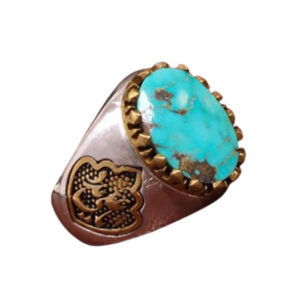 Men’s Ring with Shajri Firuzeh – “Ya Ali Madad” Engraving, Nishapur Gem