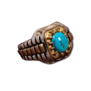 Men's Shajari Turquoise Ring – Watchband Silver Frame, Original Nishapur Stone