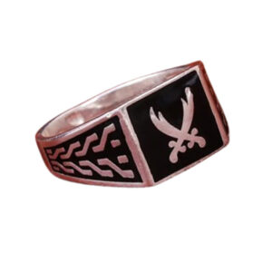 Men’s Silver Ring – 3.66g Zulfiqar Style with Genuine Black Agate & Rhodium Coat