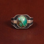 Men's Turquoise Ring with Natural Shajri Stone – Elegant, Adjustable - Image 4
