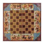 Miniature Polo & Hunt Board – Dual Game Persian Khatam with Wood Finish Elegance