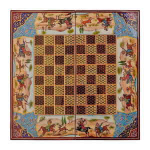 Miniature Polo & Hunt Board – Dual Game Persian Khatam with Wood Finish Elegance