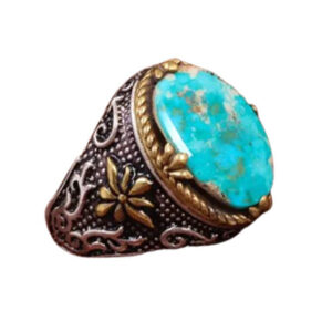 Natural Shajari Turquoise Ring for Men – Handmade Look, Sterling Silver Band