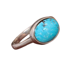Natural Shajari Turquoise Ring – Oval Shape, Persian Heritage, Adjustable
