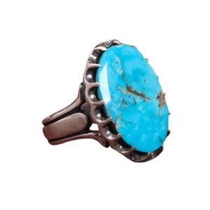 Natural Turquoise Ring for Men – Machine-Crafted Silver, Nishapur Origin