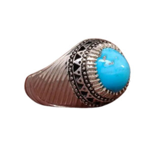 Nishaboor Turquoise Ring with Fili Band – Handcrafted Persian Jewelry for Men