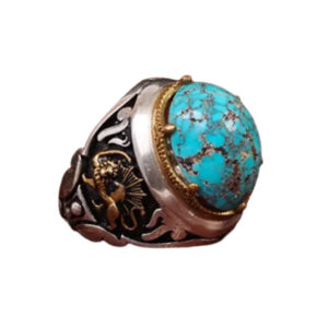 Nishabur Gem & Shir o Khorshid Symbol with Persian Feroza Ring, 19g
