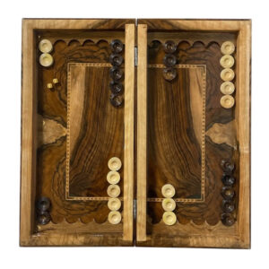 Noa Walnut Root Backgammon & Chess Set – Dual Play with Natural Sophistication