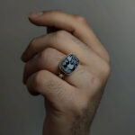 Onyx Black Agate Ring Set – "Ali & Fatima" Engraving, Handmade Silver - Image 2