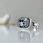 Onyx Black Agate Ring Set – "Ali & Fatima" Engraving, Handmade Silver - Image 4