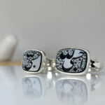 Onyx Black Agate Ring Set – "Ali & Fatima" Engraving, Handmade Silver - Image 5