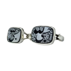 Onyx Black Agate Ring Set – Ali & Fatima Engraving, Handmade Silver