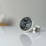 Onyx Black Agate Ring – “Hasbi Allah” Hand carved calligraphy, Silver Frame - Image 3