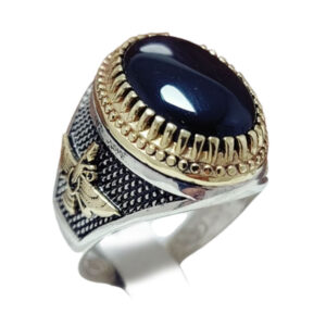 Persian Faravahar Ring with Real Black Agate – 14g Silver, Cultural & Bold
