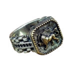 Persian Heritage Ring with Shir-o-Khorshid Symbol, 925 Silver