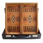 Persischer Helden-Backgammon — Rostams Kampf gegen den Drachen in Walnuss graviert – Bild 2